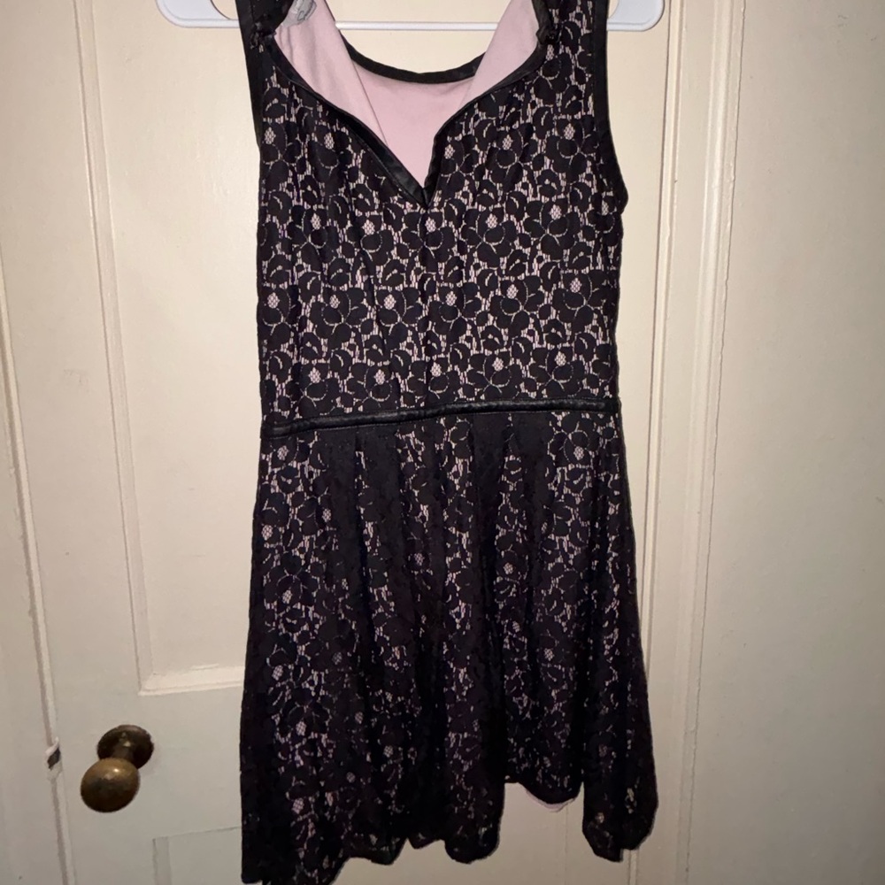 Black and Pink Sleeveless A-Line Mini Dress
